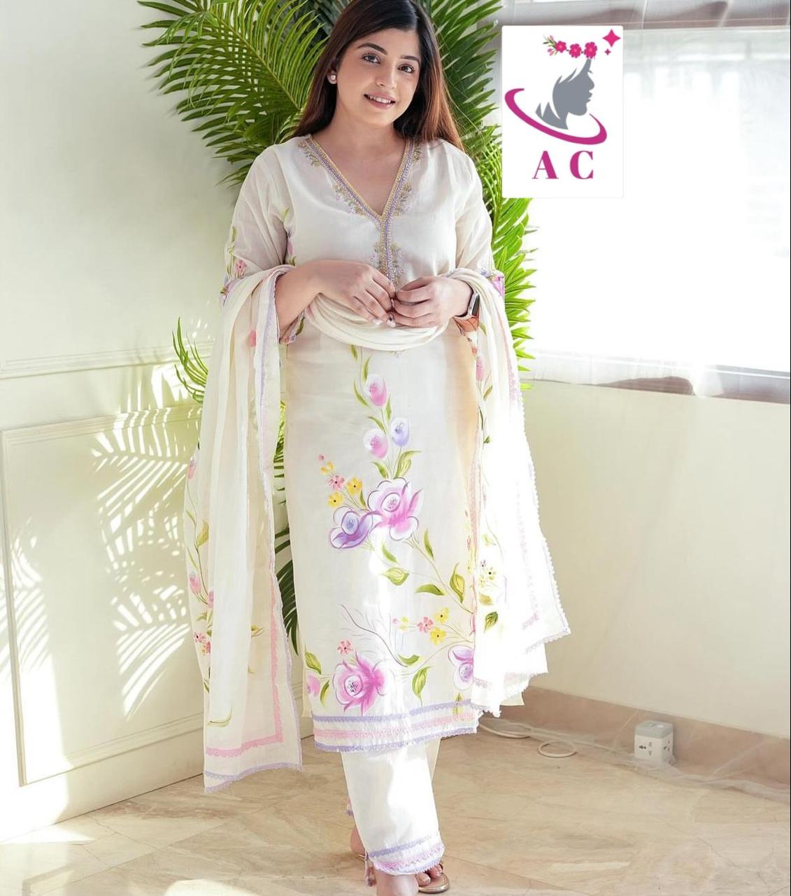 Cotton Hand painted Suit(3pcs)