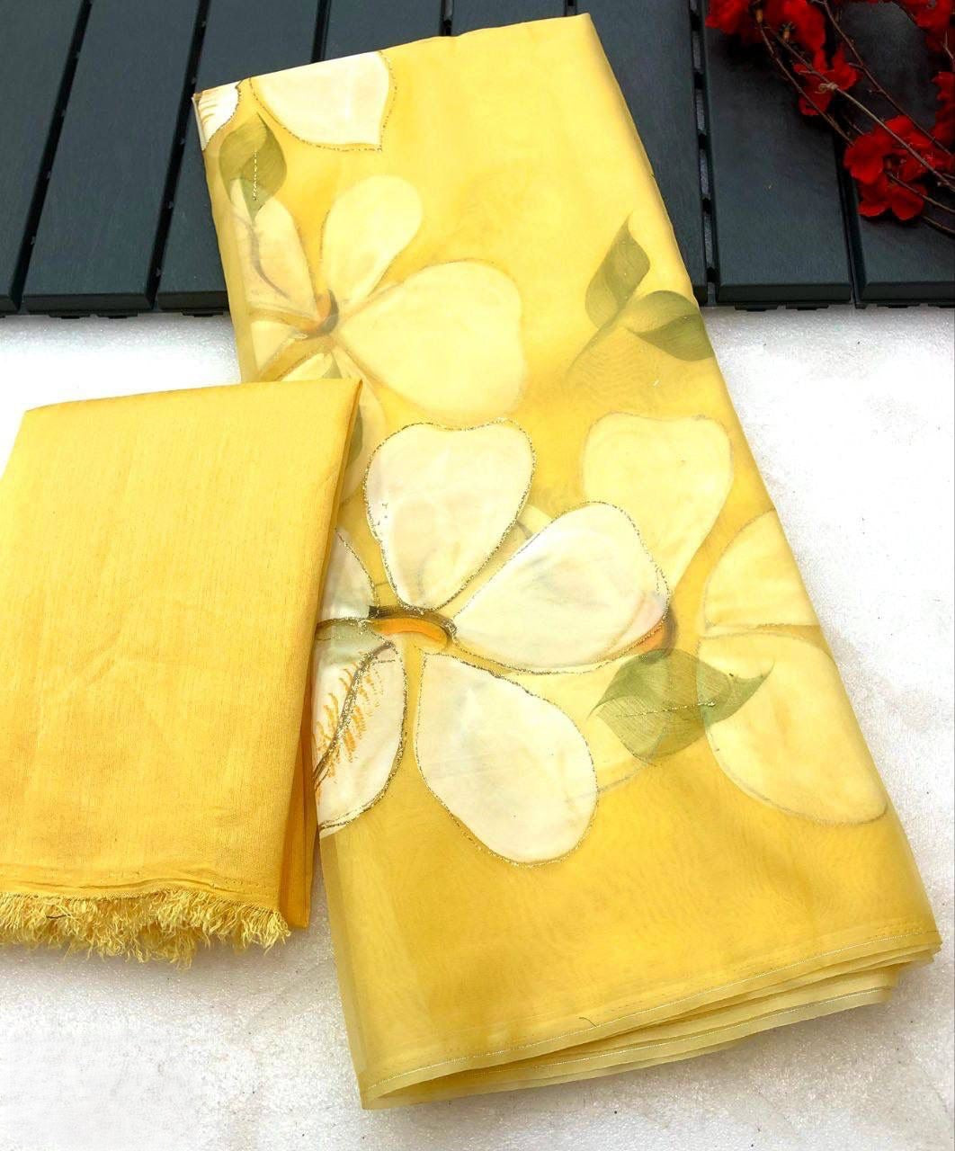Organza hand painted Saree