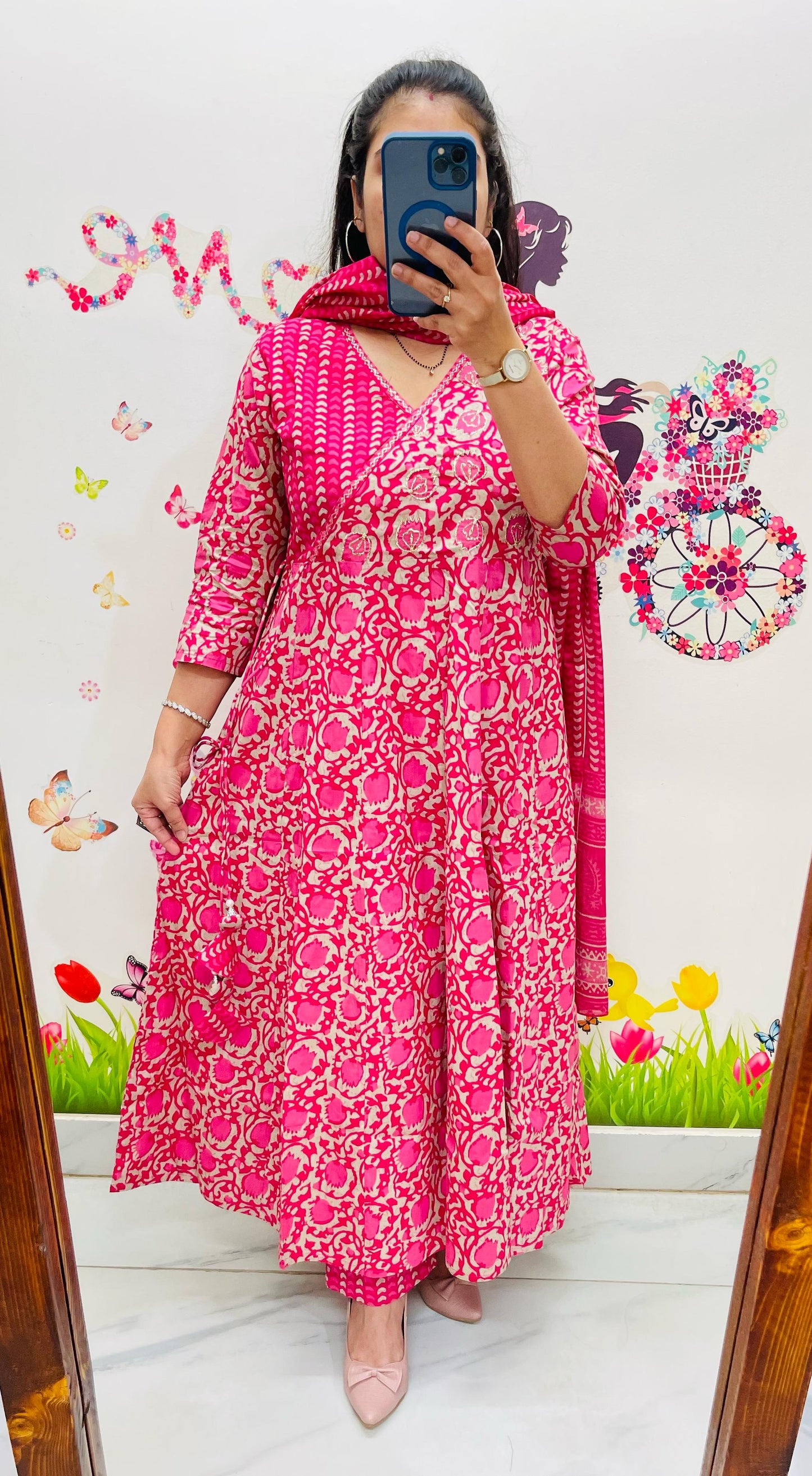 Jaipuri Azrak Floral Print Suit (3PCS)