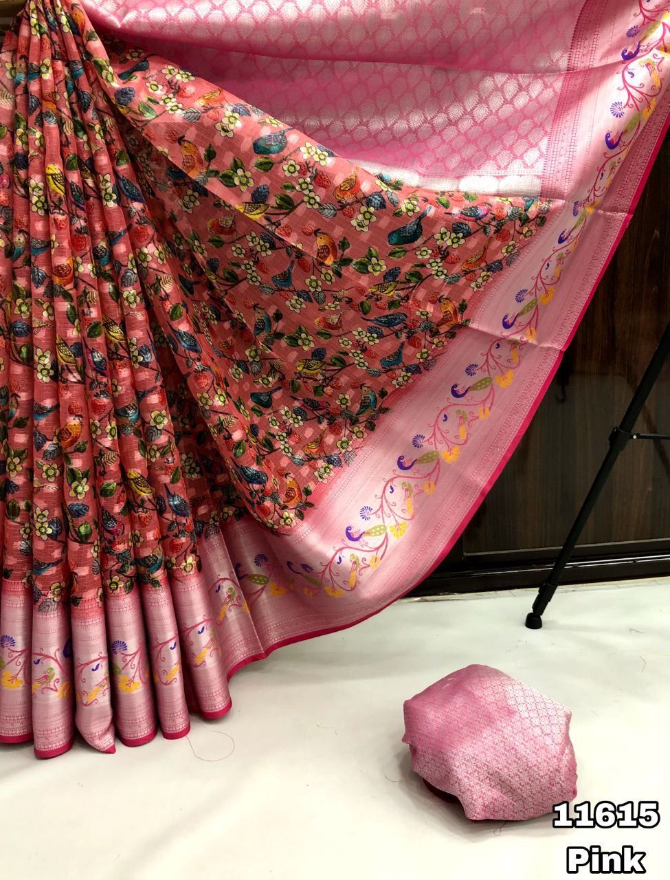 Organza silk with paithani design weaving border Saree