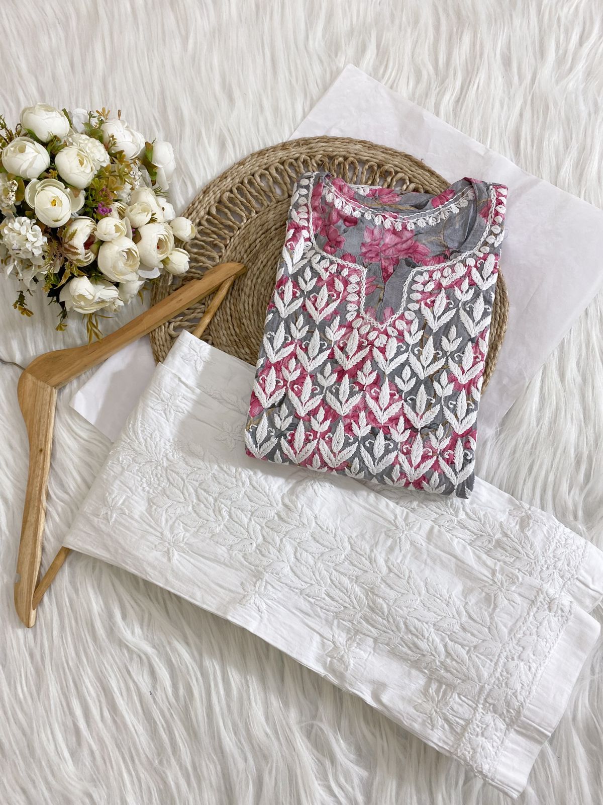 Chikankari Kurti and Pant suit