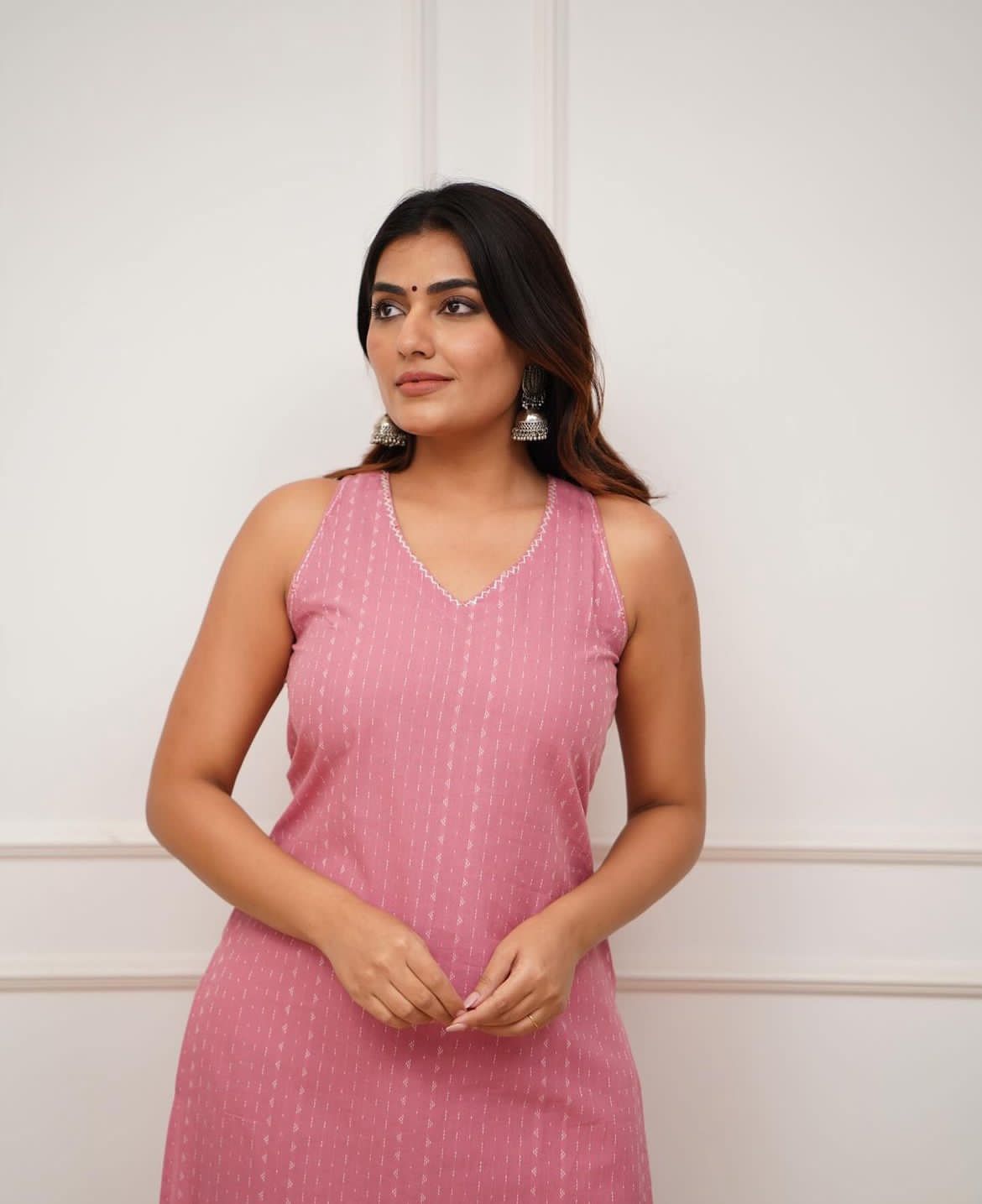 Cotton Handloom Katha work kurti (2pcs)