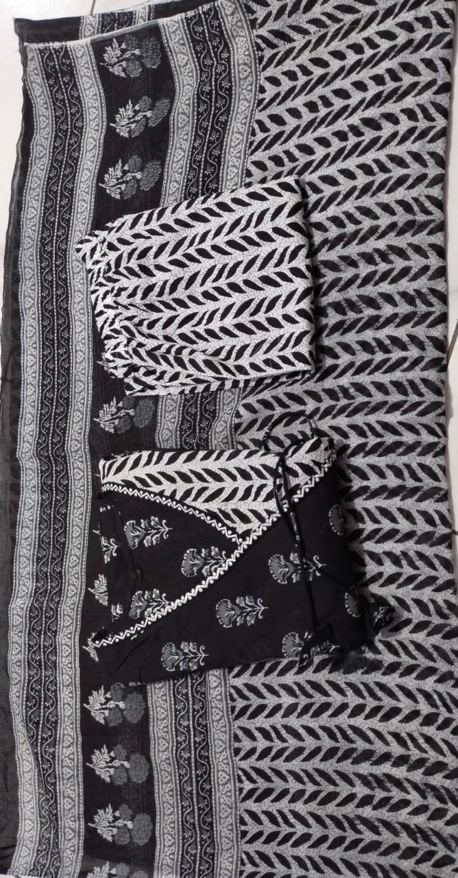 Handblock print cotton Anarkali (3pcs)