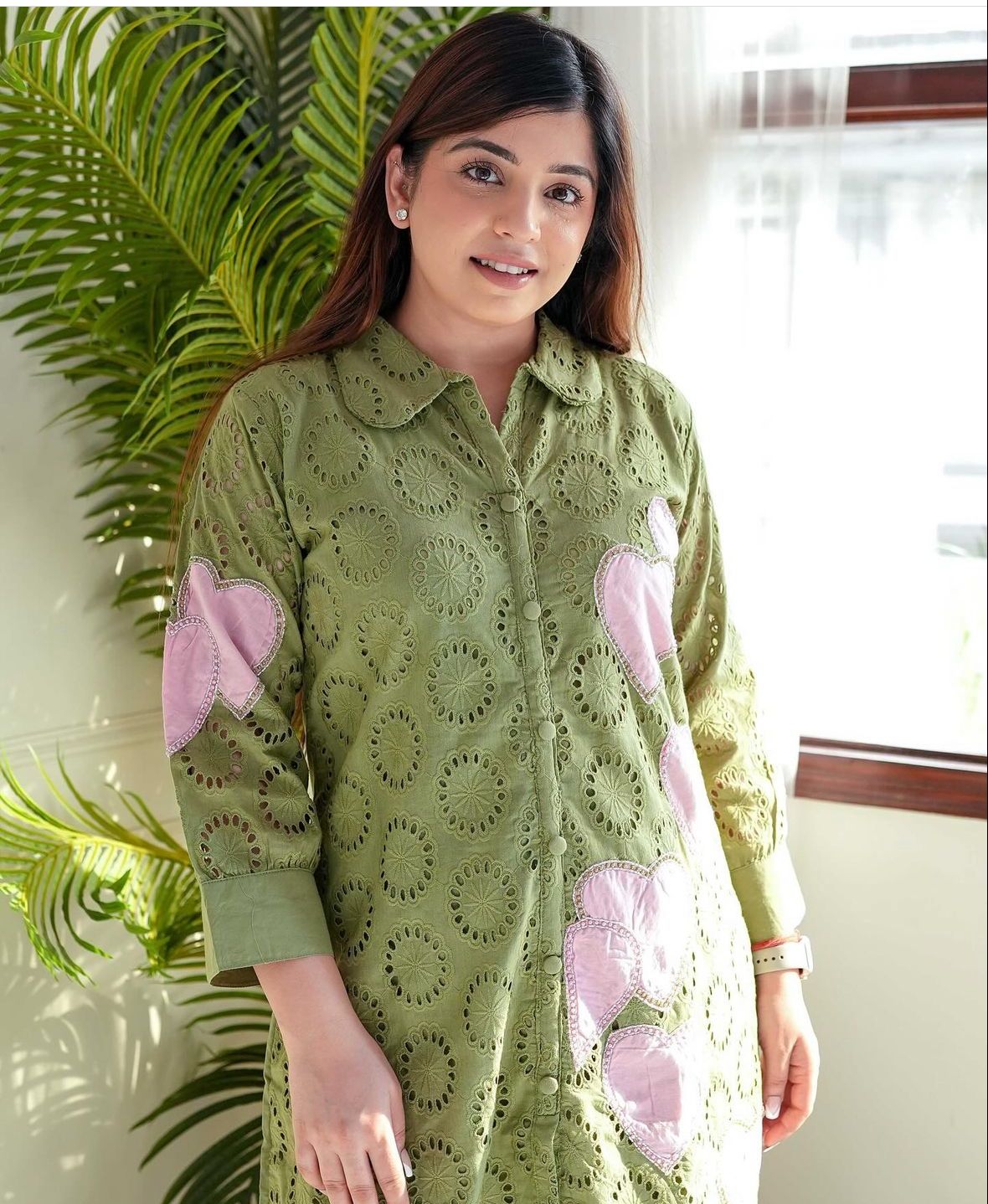 Pink Embroidered Schiffli Cordset