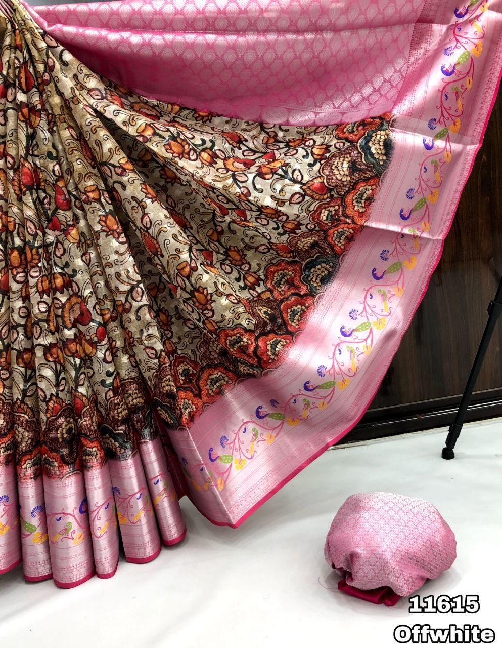 Organza silk with paithani design weaving border Saree