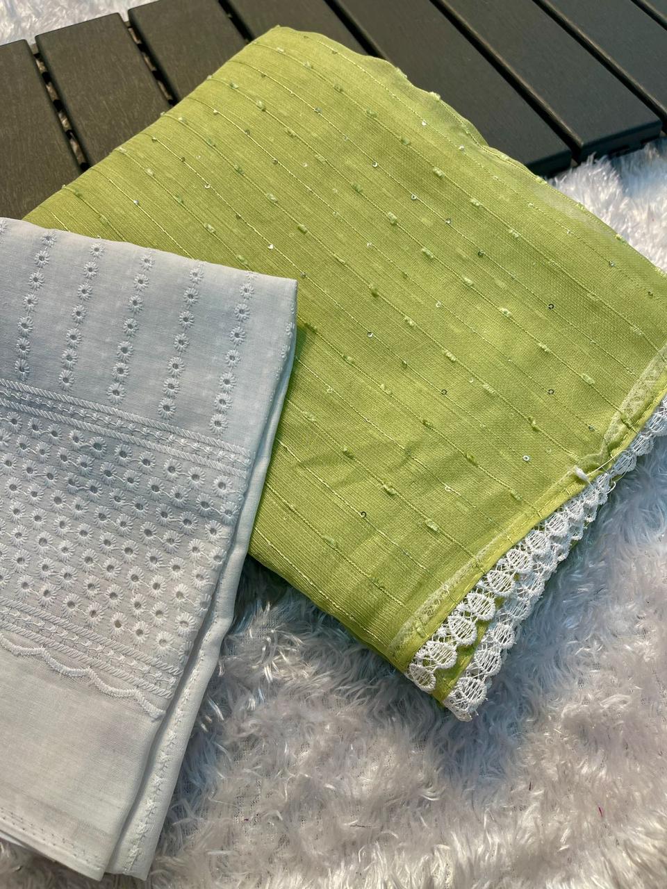 organza Jute Sequence Saree