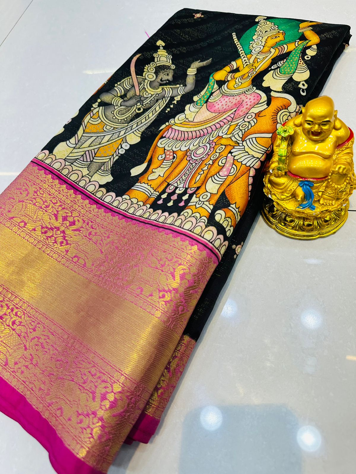 kalamkari Lehariya Saree