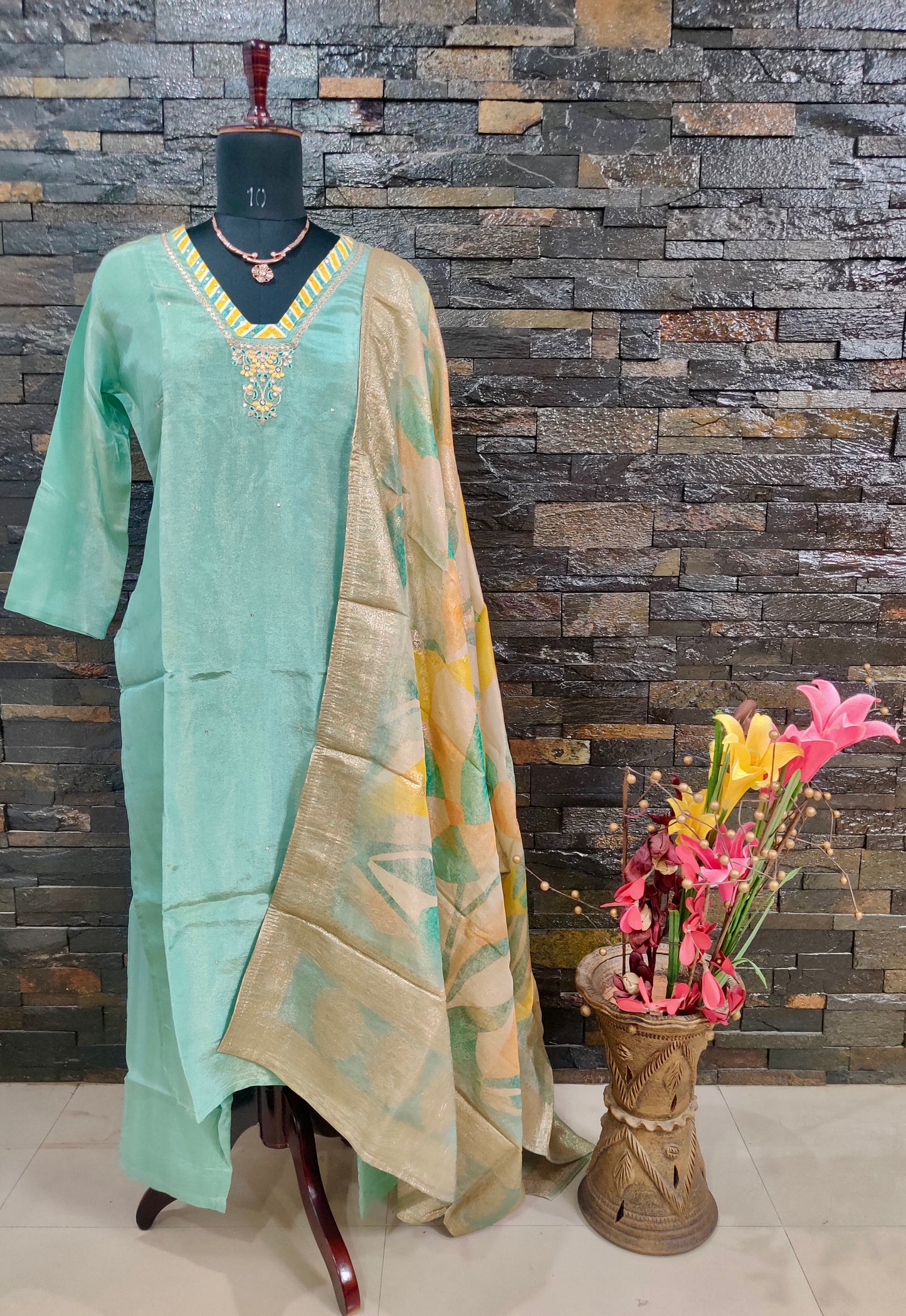 Tissue Kurti set (3 Pcs)