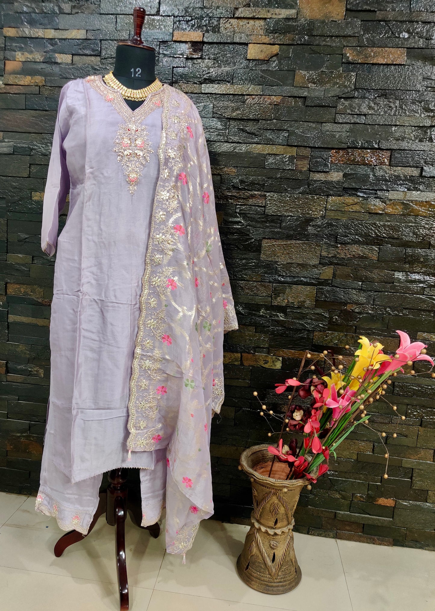 Silk Gota work kurti set (3 Pcs)