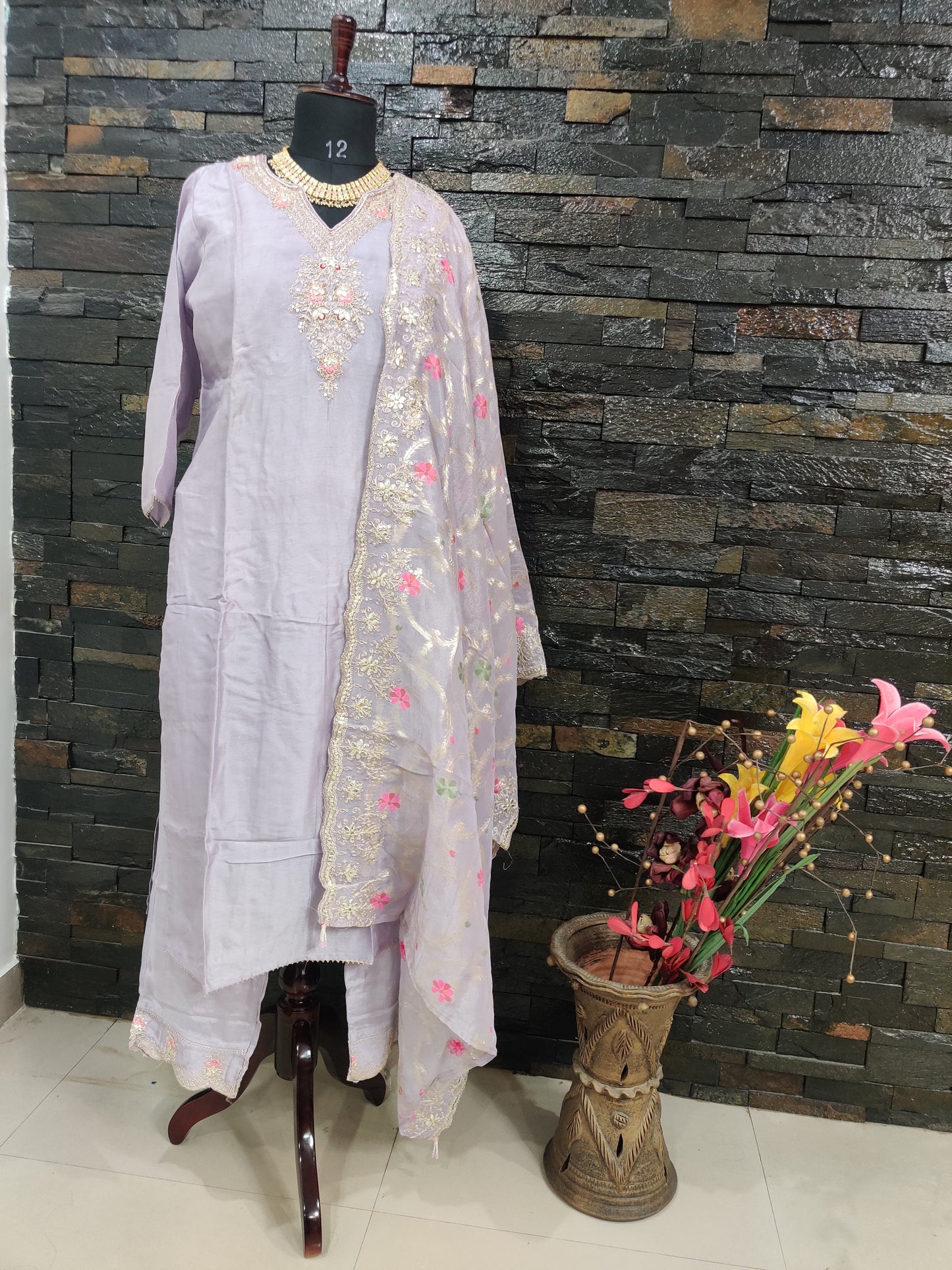 Silk Gota work kurti set (3 Pcs)
