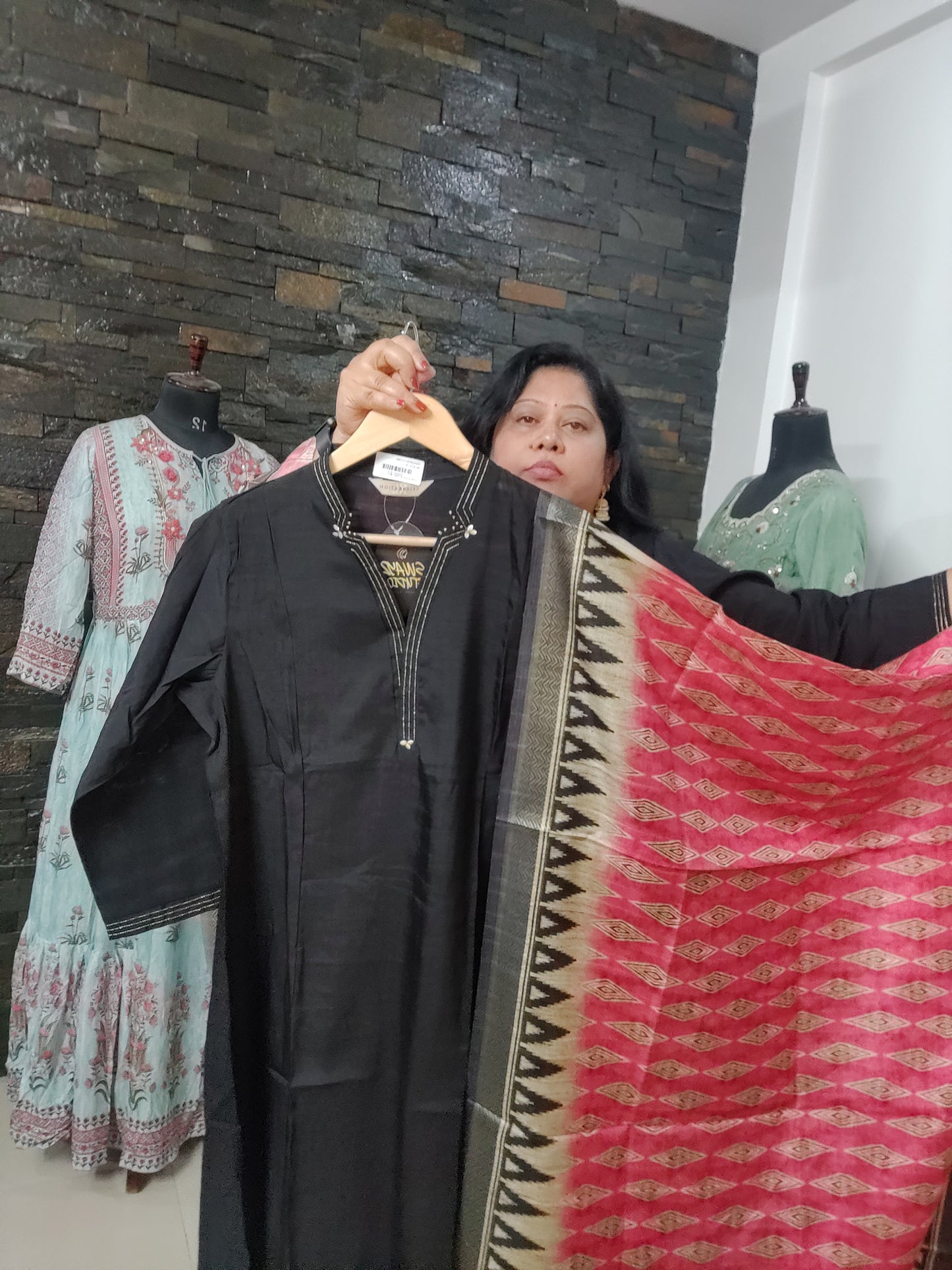 Jet black designer Kurti suit