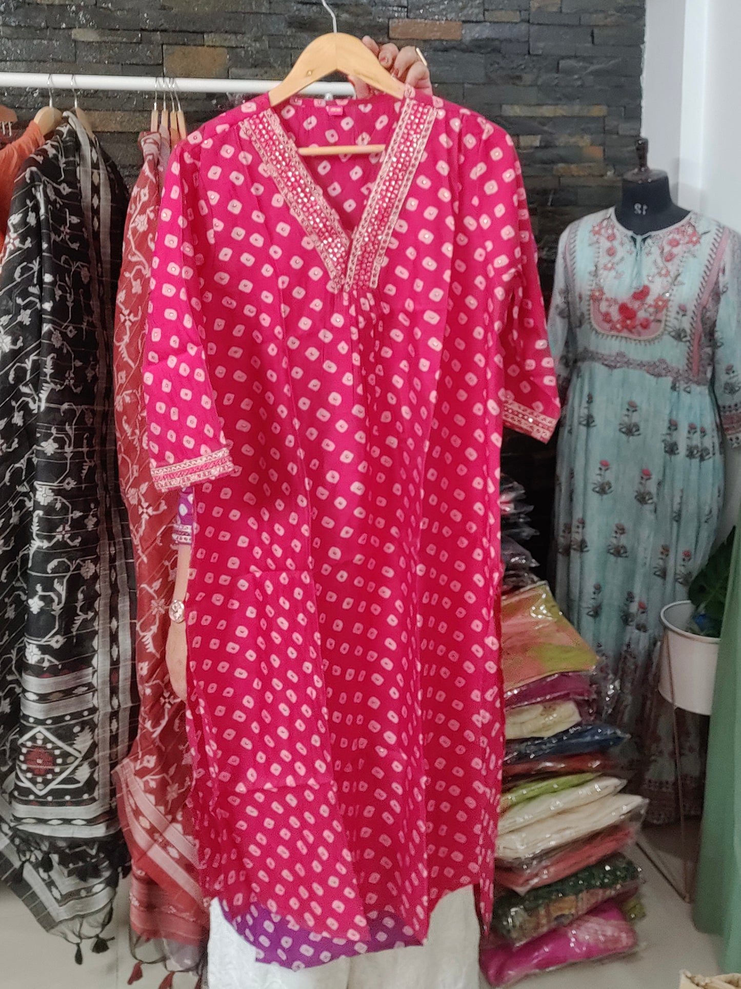 Bright Shade V Neck Only Kurta