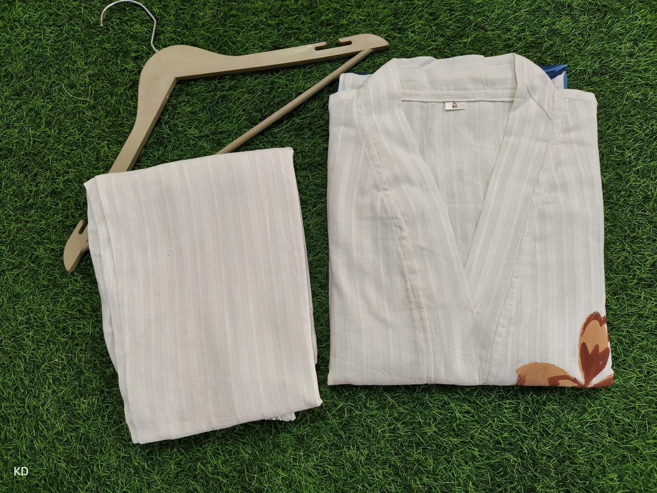 Cotton chikan Kurti set
