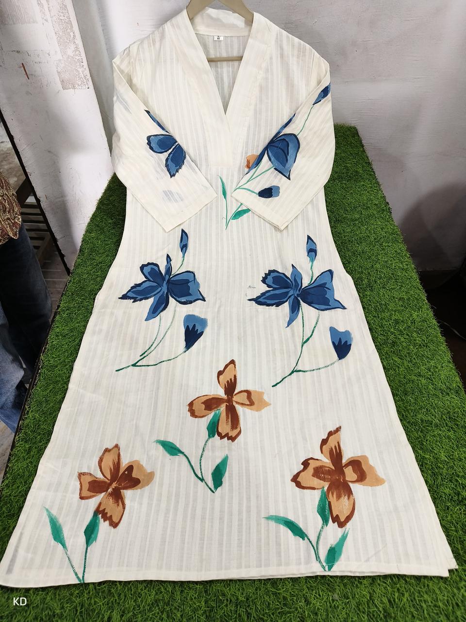 Cotton chikan Kurti set