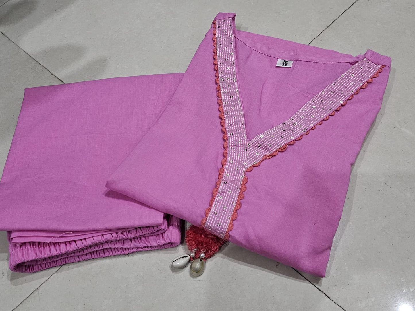 Cotton kurti pant with embroidery