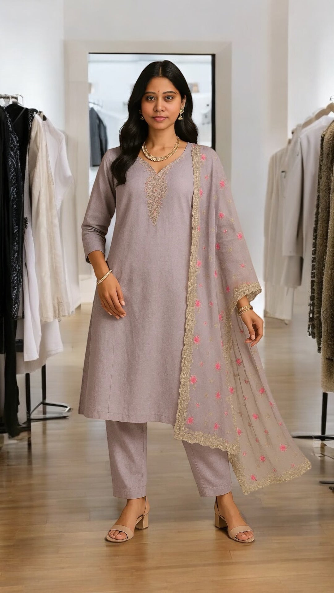 Silk Gota work kurti set (3 Pcs)