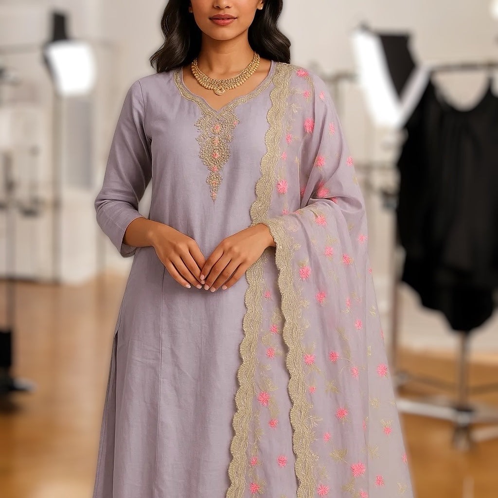 Silk Gota work kurti set (3 Pcs)