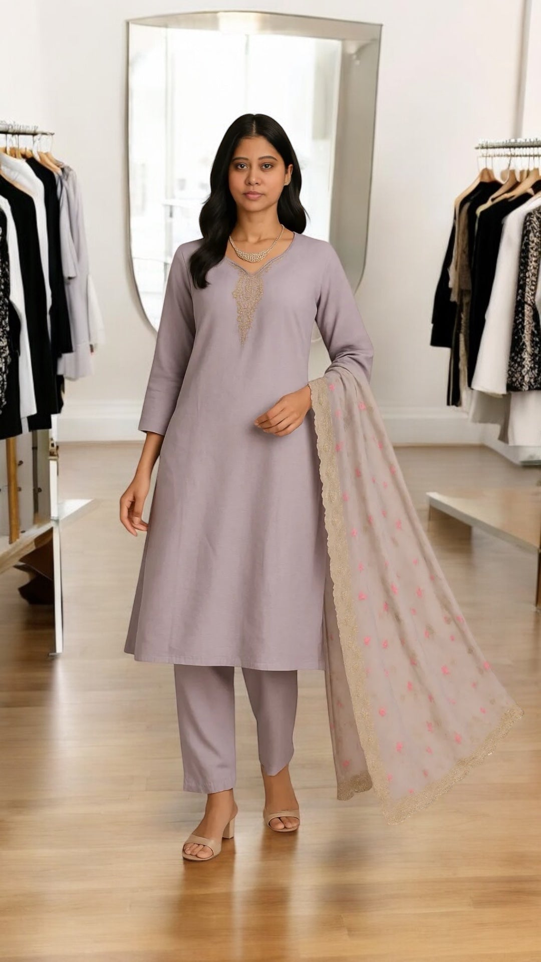Silk Gota work kurti set (3 Pcs)