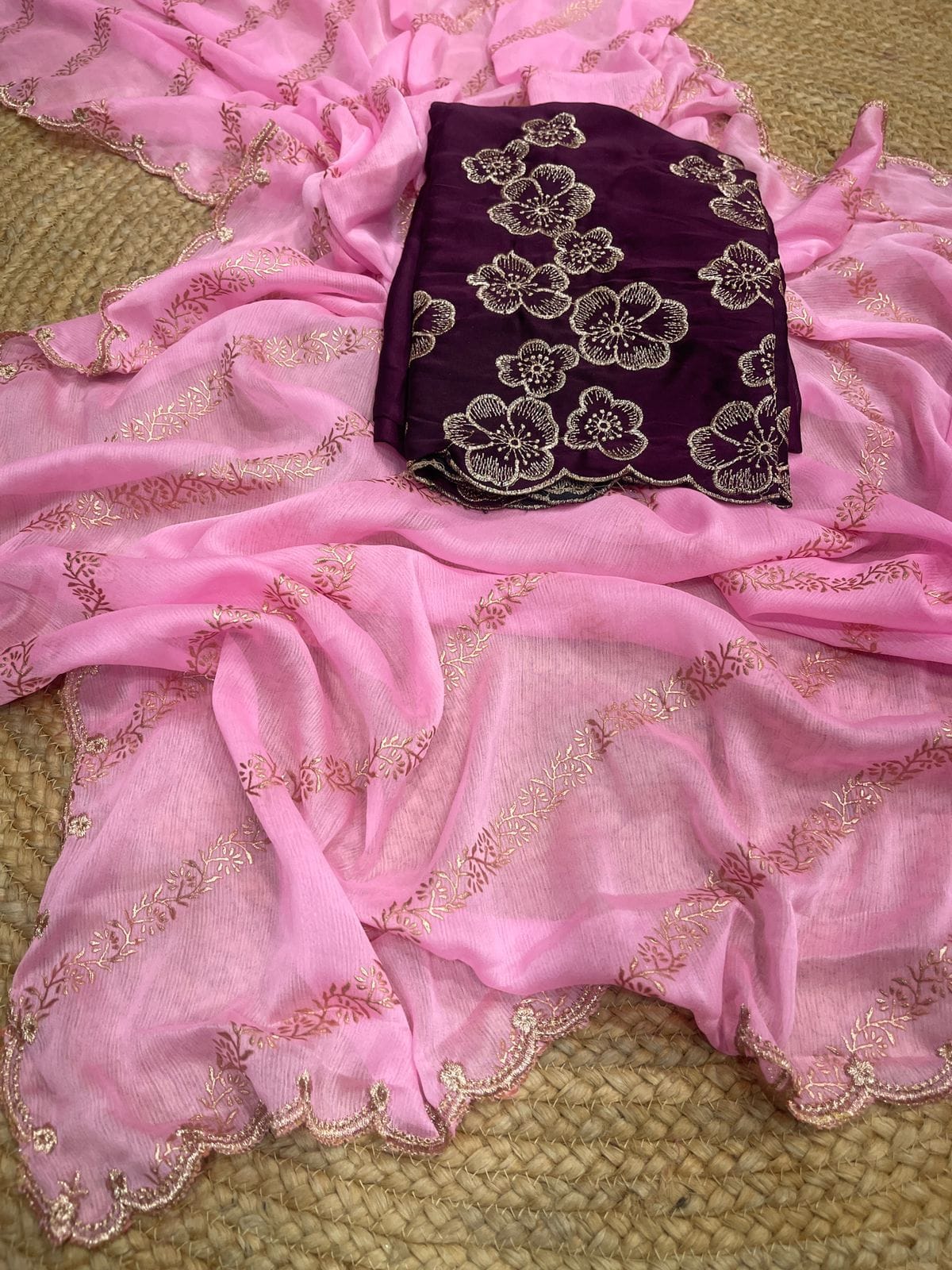 Satin with lehriya foil print saree