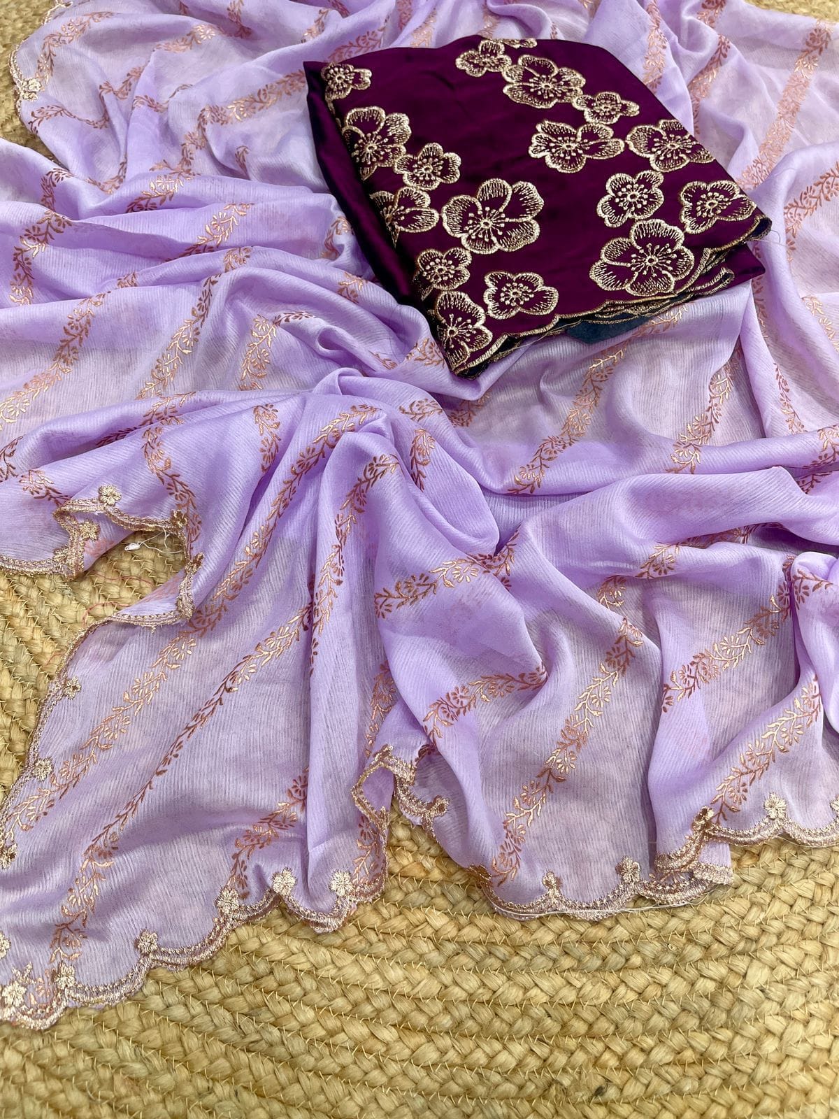 Satin with lehriya foil print saree