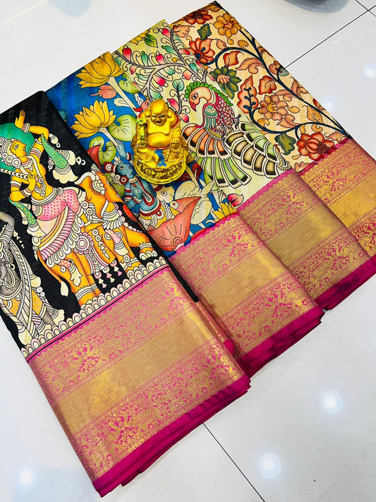 kalamkari Lehariya Saree