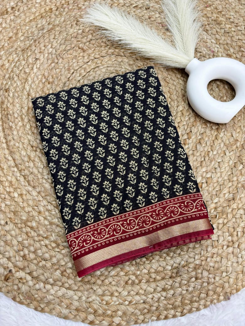 Pure chanderi cotton printed saree.