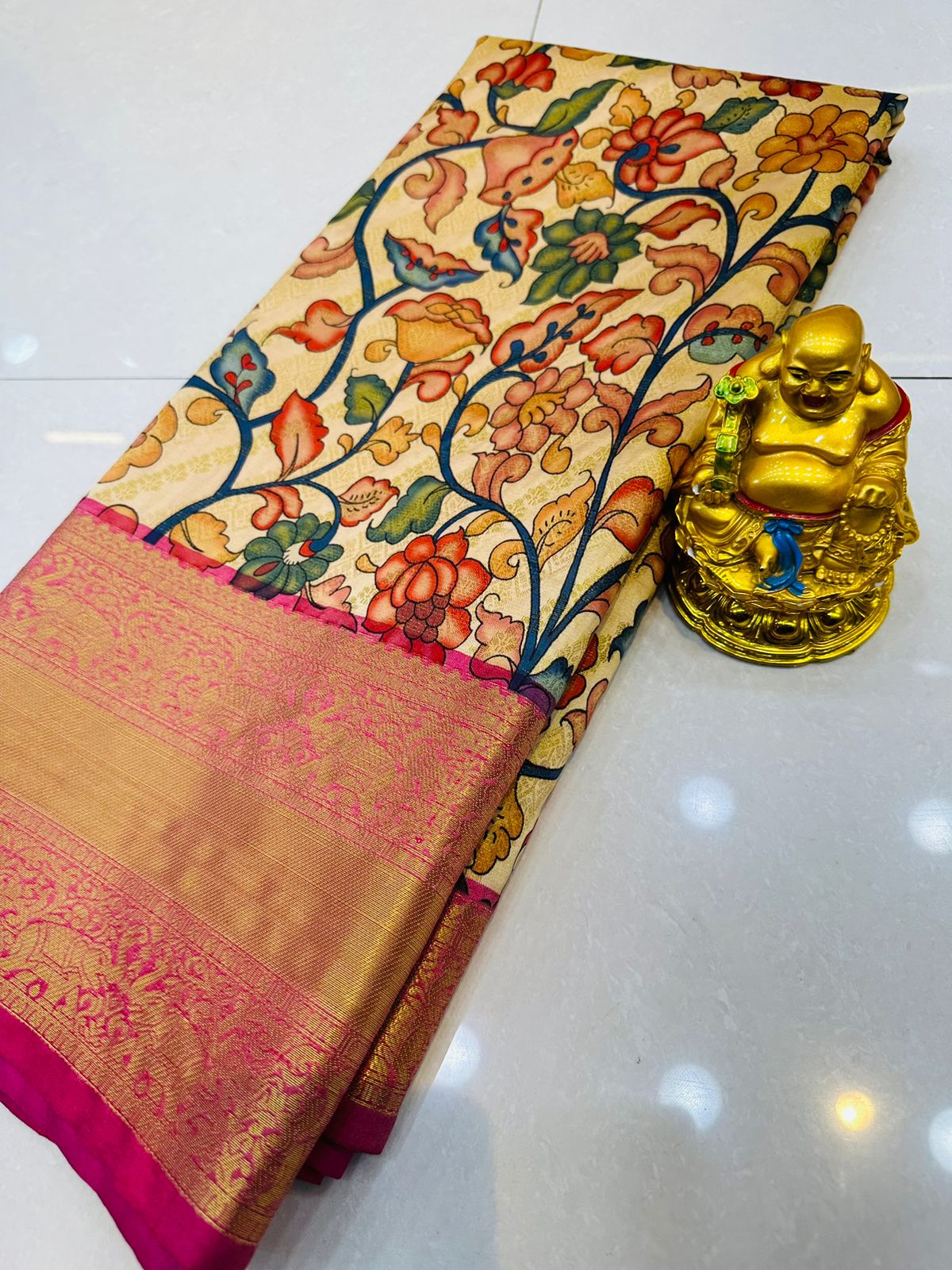 kalamkari Lehariya Saree