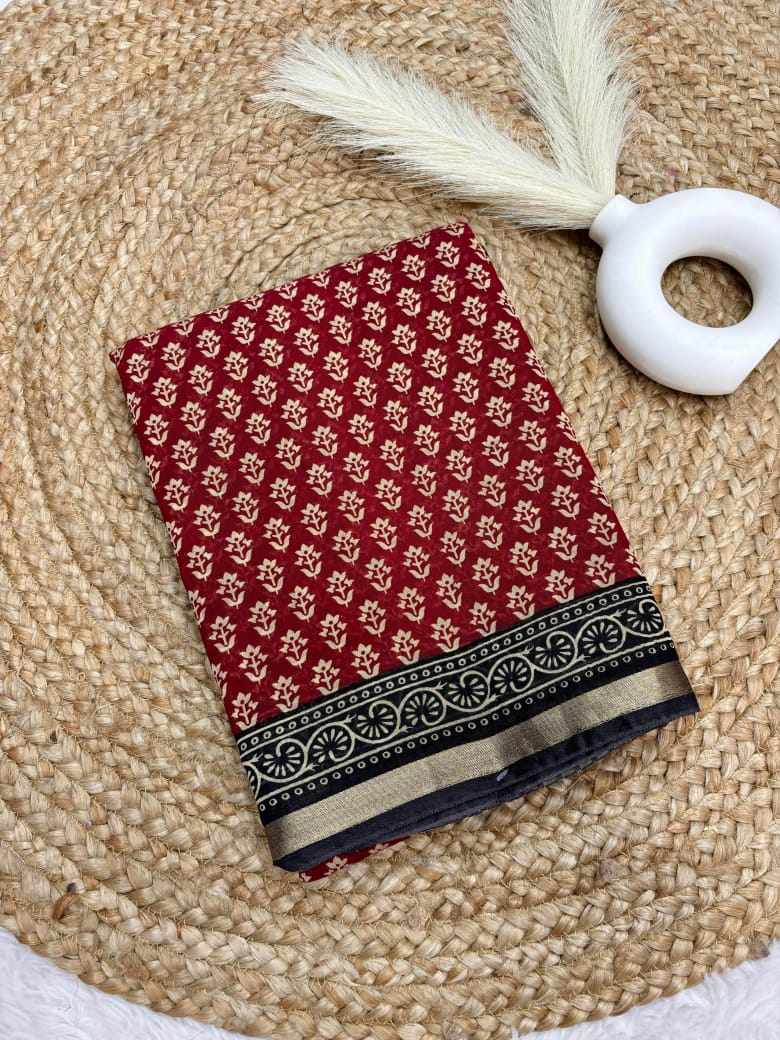 Pure chanderi cotton printed saree.