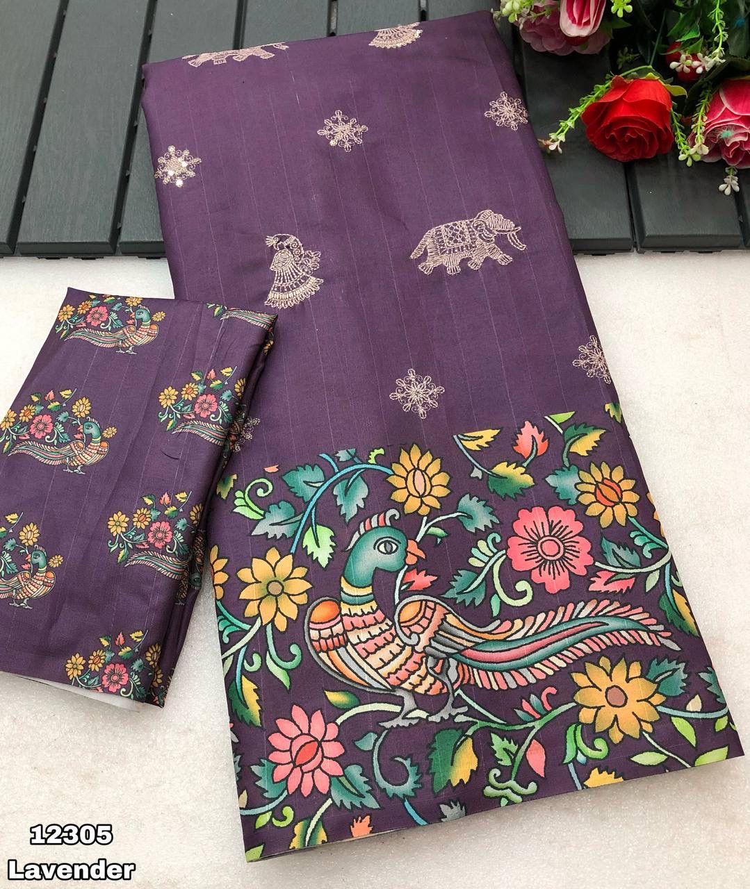 Tussar silk kalamkari Saree