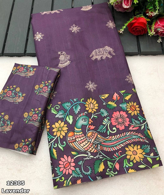 Tussar silk kalamkari Saree