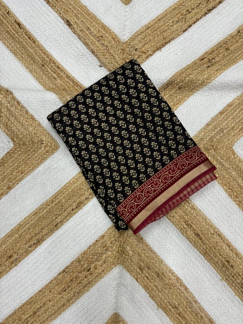 Pure chanderi cotton printed saree.