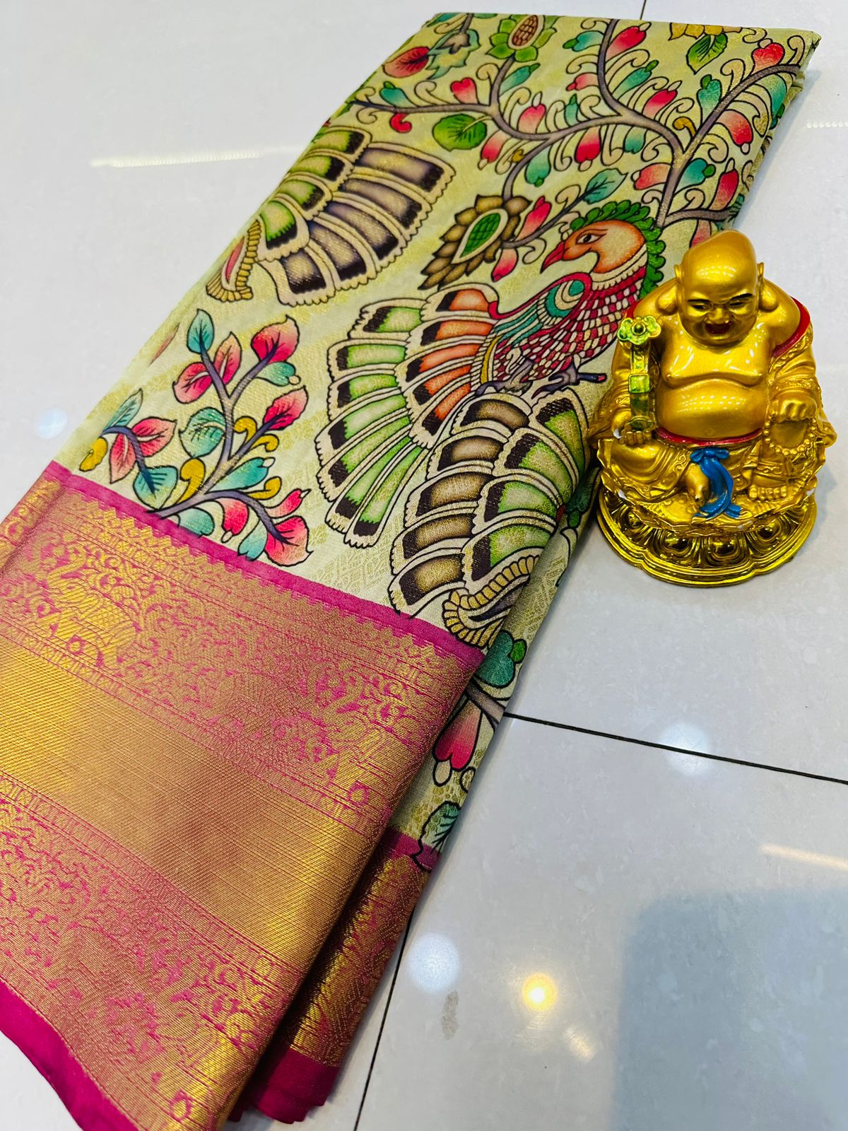 kalamkari Lehariya Saree