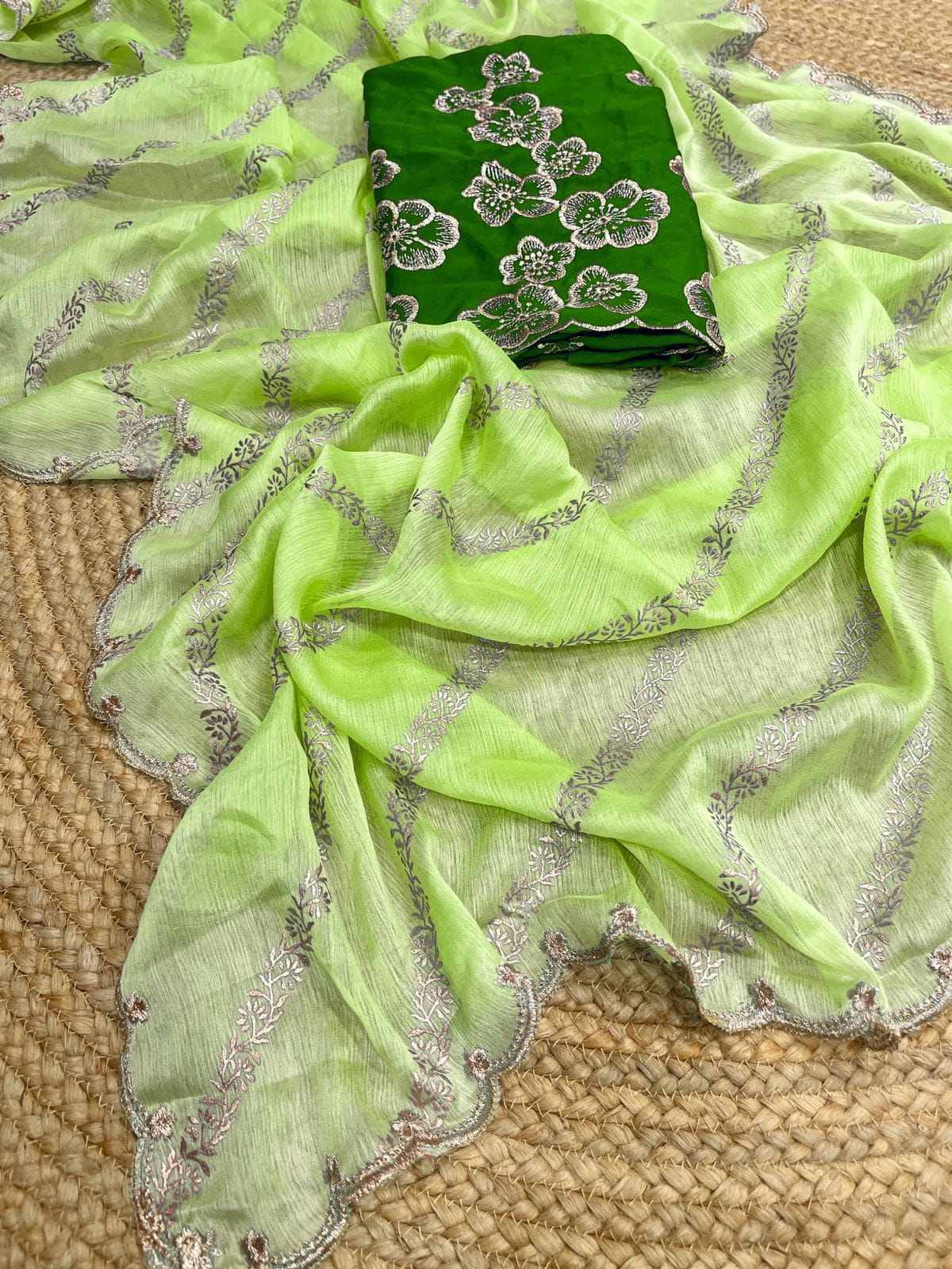 Satin with lehriya foil print saree