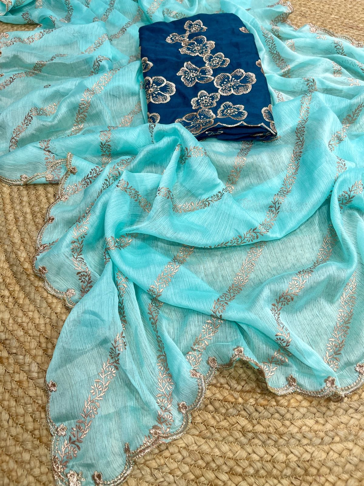 Satin with lehriya foil print saree