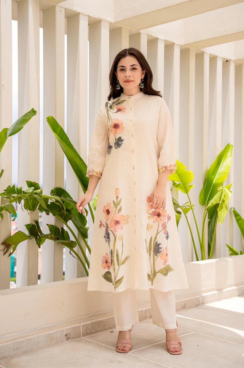 Off white textured cotton 2 PCS set