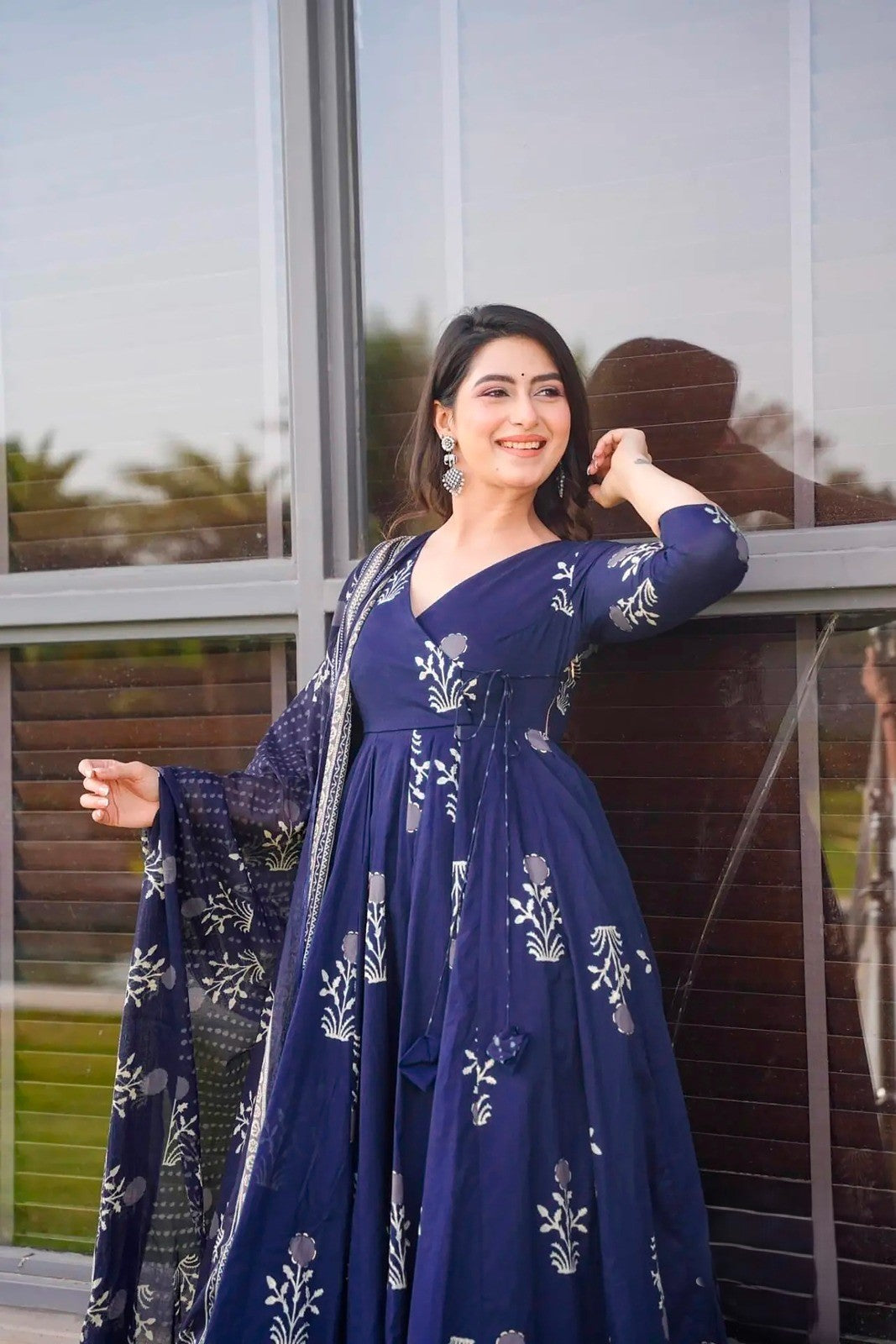beautiful printed Anghrakha Kurti ,bottom with Dupatta Collection&nbsp;