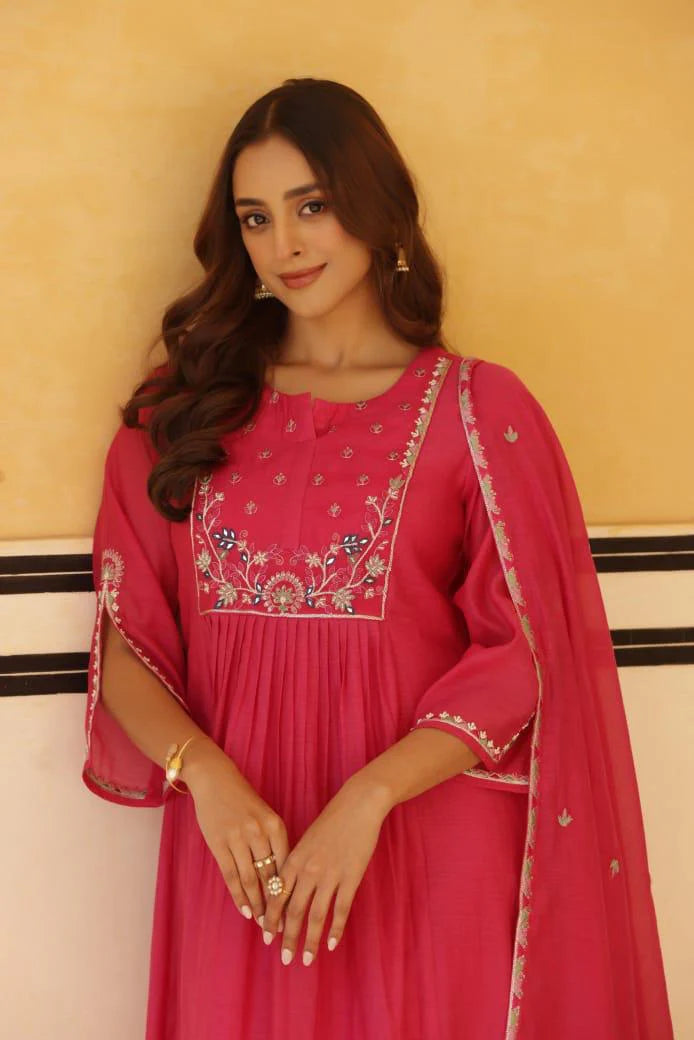 Mul chanderi designer suit set