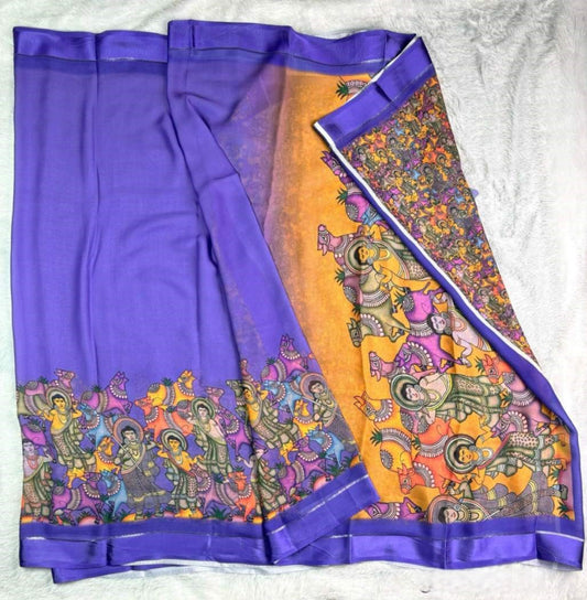 Chiffon saree with satin border