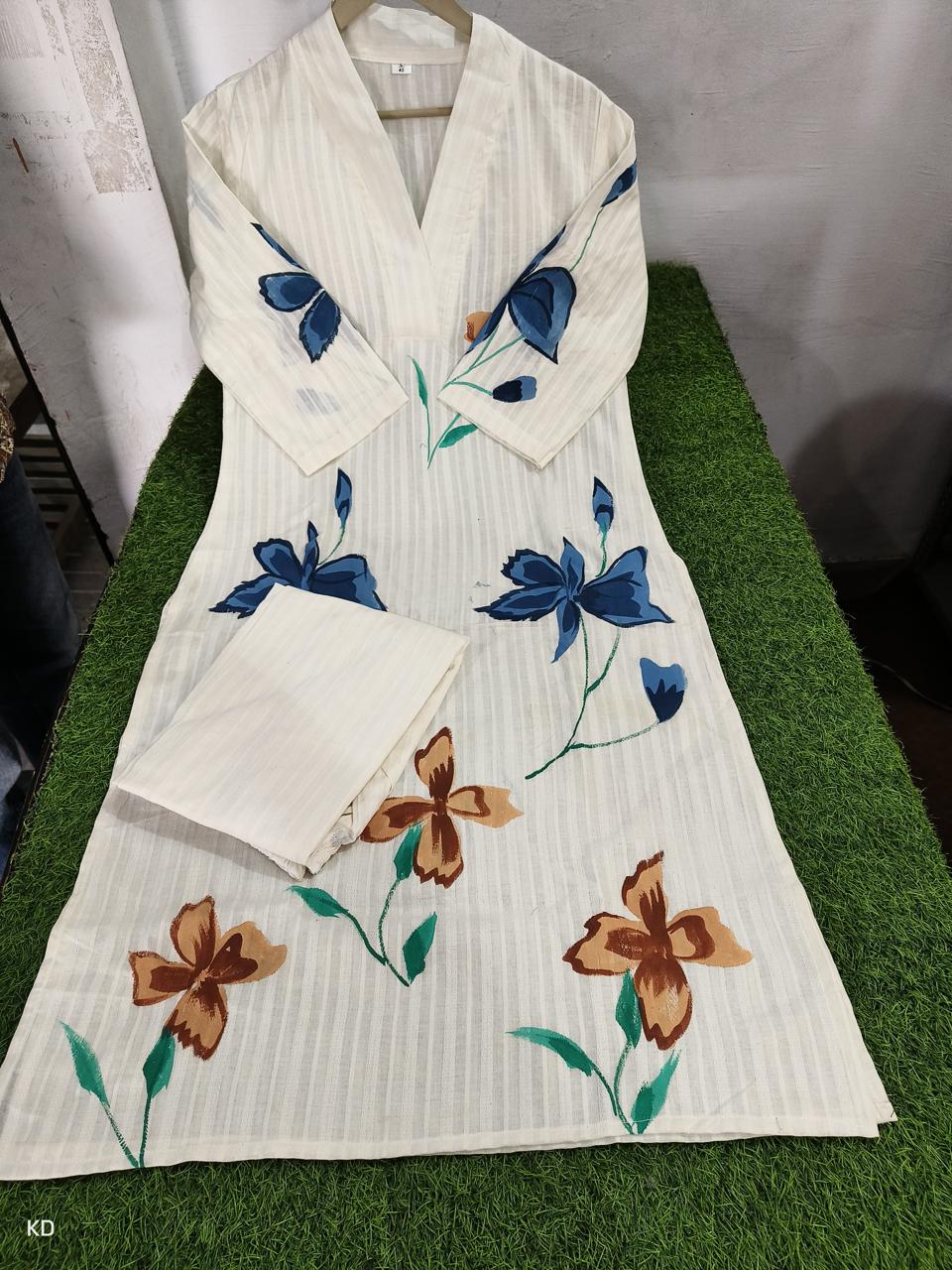 Cotton chikan Kurti set